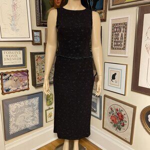 Vintage 2000 Scott McClintock Black Star Sparkly Maxi Dress Size Medium
